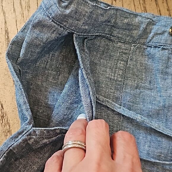 Denim linen Michael Kors shorts size 6 adjustable waist - Picture 9 of 10